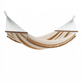 Amaca sospesa 300 x 100 cm in tessuto beige e marrone con barre in legno stile boho
