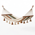 Amaca da giardino 200 x 100 cm in cotone multicolore con traverse in legno stile boho
