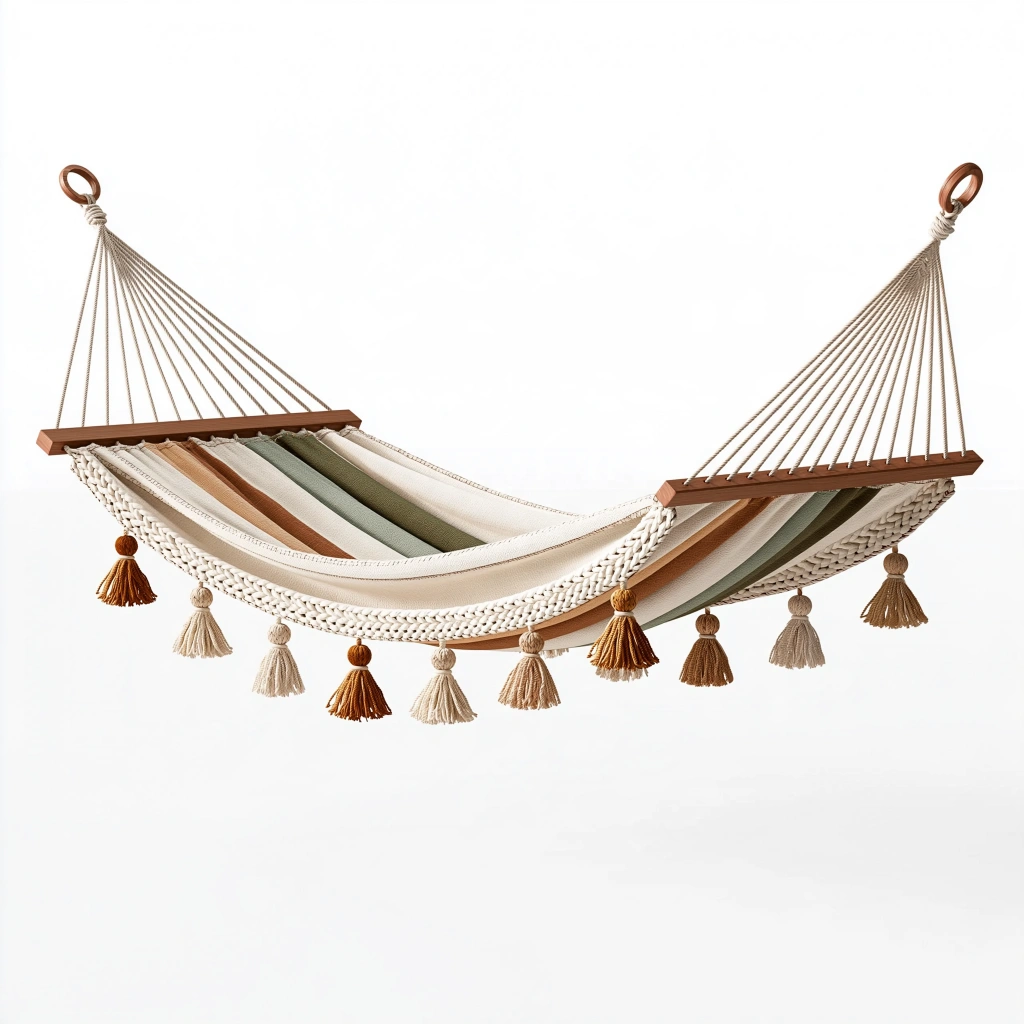 Amaca da giardino 200 x 100 cm in cotone multicolore con traverse in legno stile boho
