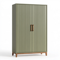 Armadio guardaroba 100 x 50 x 180 cm in legno verde salvia con 2 ante stile moderno