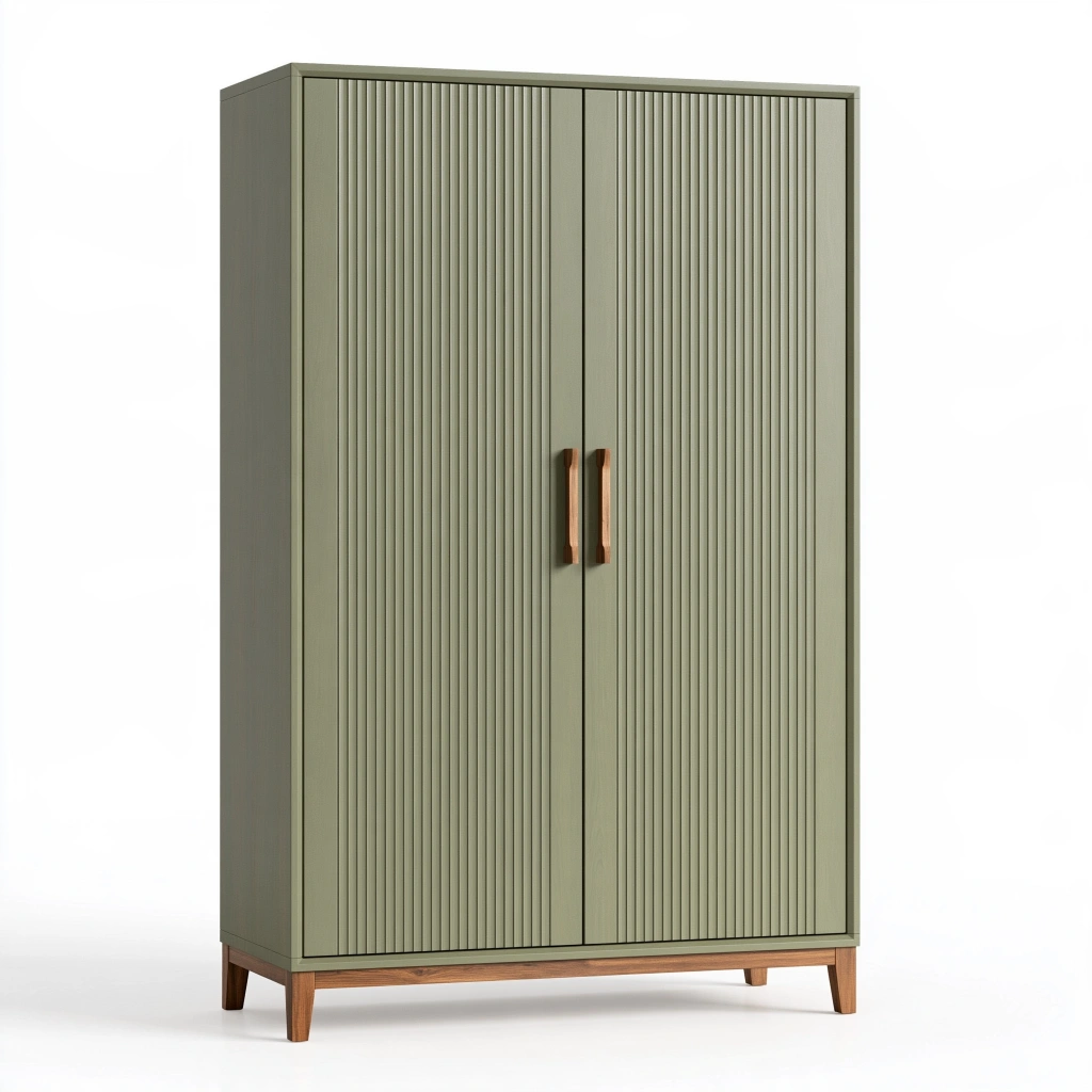 Armadio guardaroba 100 x 50 x 180 cm in legno verde salvia con 2 ante stile moderno