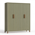 Armadio guardaroba 180 x 60 x 200 cm effetto legno verde oliva quattro ante stile moderno