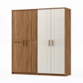 Armadio guardaroba 180 x 60 x 200 cm in pannelli effetto legno marrone e bianco con 4 ante stile moderno