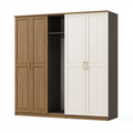 Armadio guardaroba 220 x 60 x 220 cm in legno ingegnerizzato marrone e bianco con 4 ante stile classico