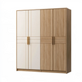 Armadio 160 x 60 x 200 cm in pannelli effetto legno bianco e rovere a 4 ante