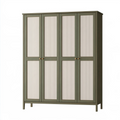 Armadio guardaroba 180 x 55 x 200 cm in legno verde oliva e beige a quattro ante stile moderno