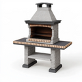 Barbecue da giardino 160 x 70 x 220 cm in cemento e mattoni grigio nero con griglie stile rustico