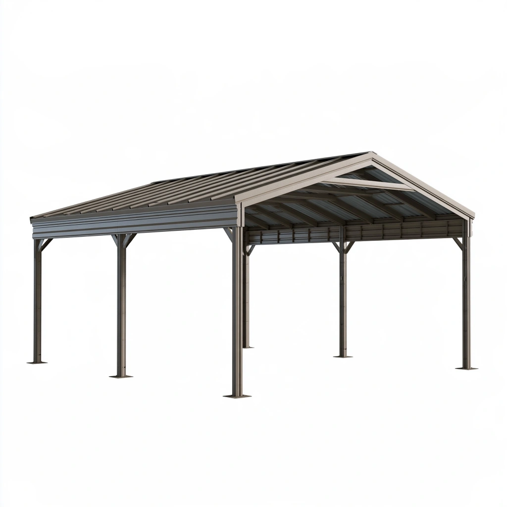 Tettoia per auto 600 x 300 x 270 cm in acciaio grigio antracite - copertura da esterno a doppia falda