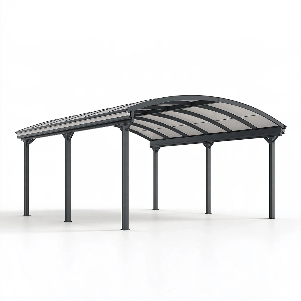 Tettoia per auto 600 x 300 x 280 cm in metallo e policarbonato grigio antracite - struttura autoportante ad arco