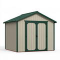 Casetta da giardino 213 x 127 x 185 cm in acciaio beige e verde scuro con doppia porta