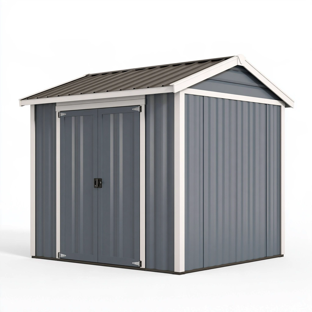 Casetta da giardino in metallo 213 x 127 x 185 cm grigio antracite con tetto spiovente
