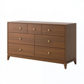 Cassettiera 150 x 45 x 90 cm in legno effetto noce con 7 cassetti stile moderno