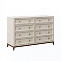 Cassettiera 140 x 45 x 90 cm in legno beige con 8 cassetti stile classico